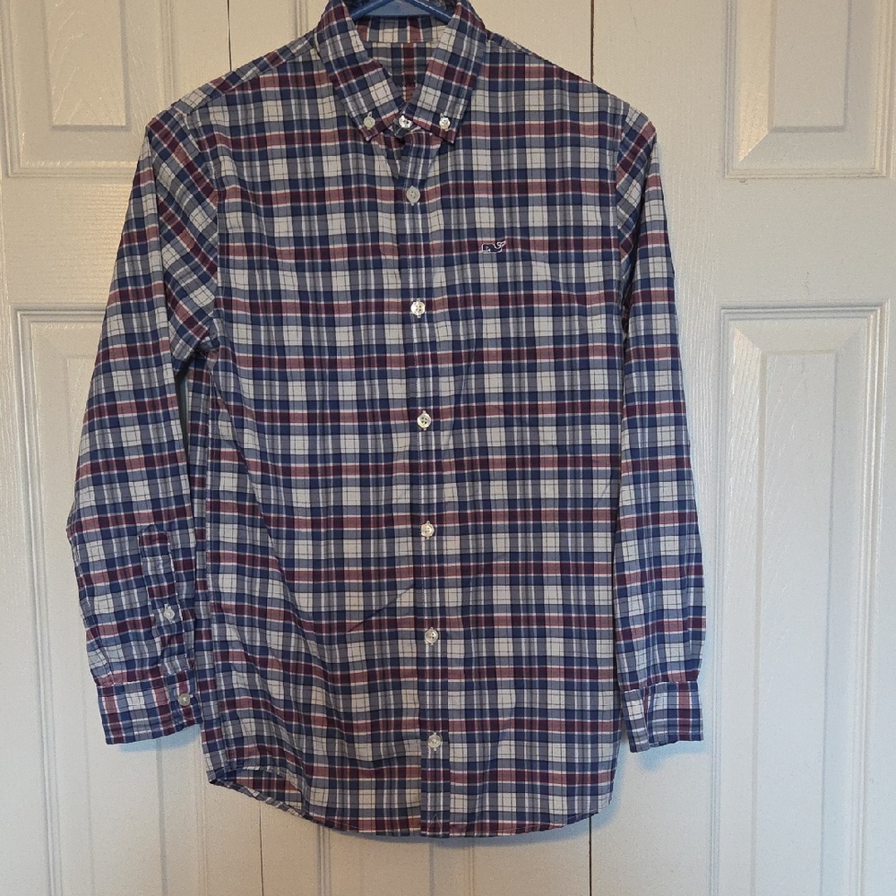 Vineyard Vines Blue and Red Plaid Button Down Shirt